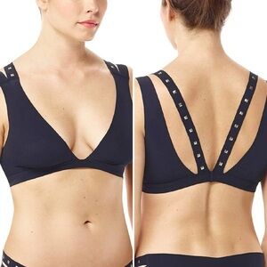 Commando Strappy Studded Bralette In Black & Gold